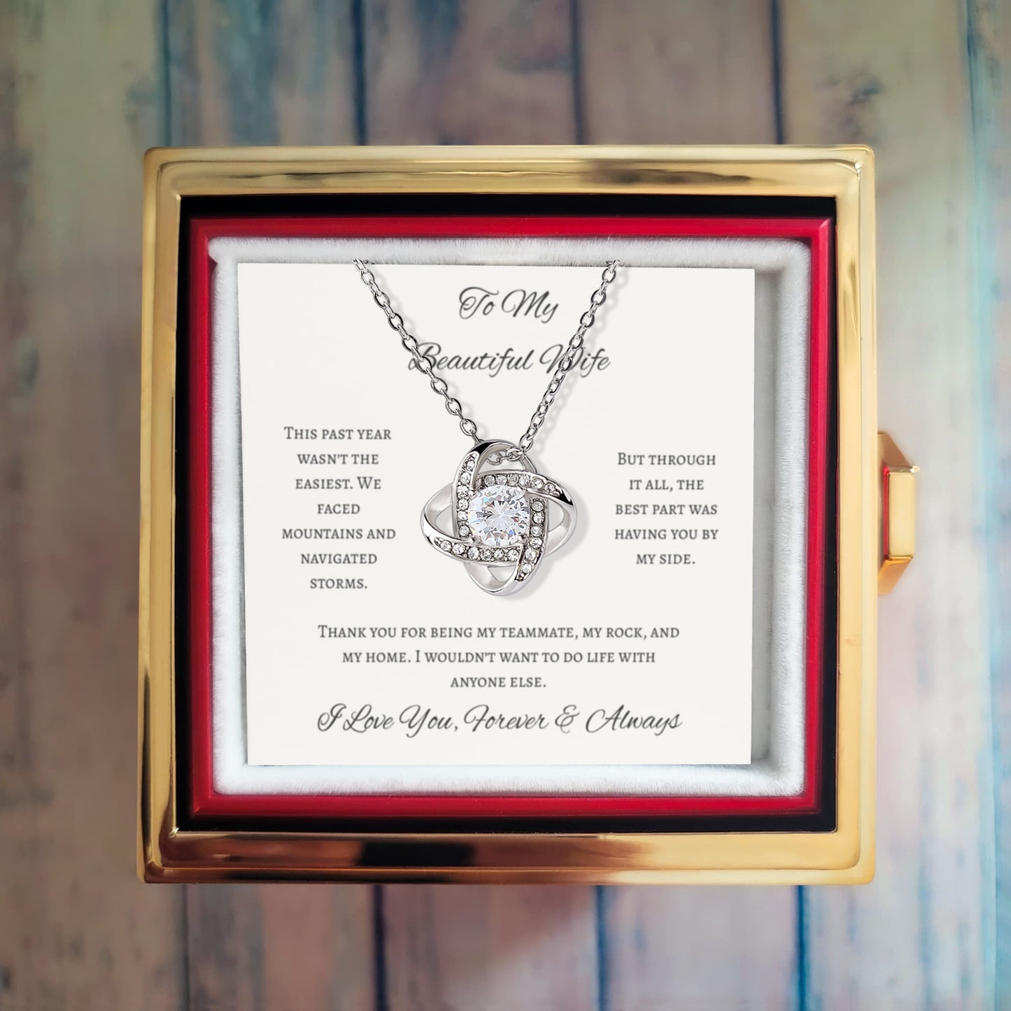 Stronger Together Wife Love Knot Necklace Eternal Rose Gift