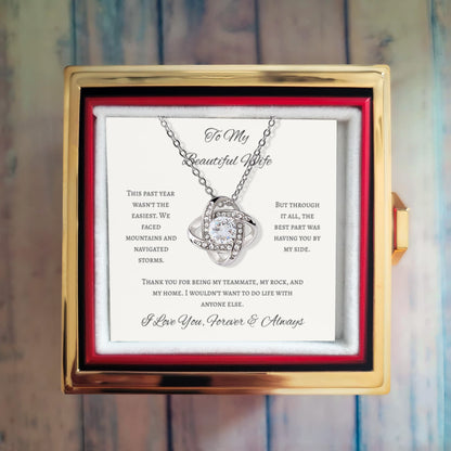 Stronger Together Wife Love Knot Necklace Eternal Rose Gift