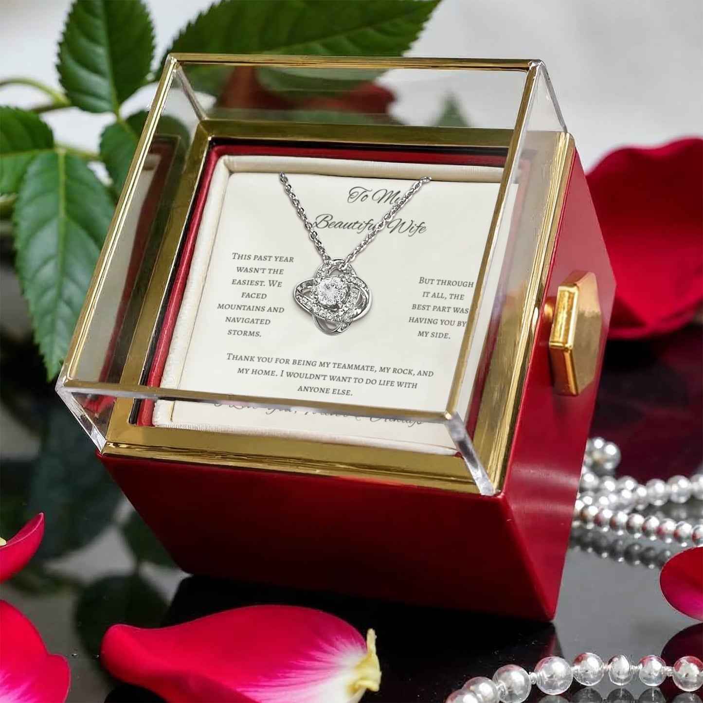 Stronger Together Wife Love Knot Necklace Eternal Rose Gift