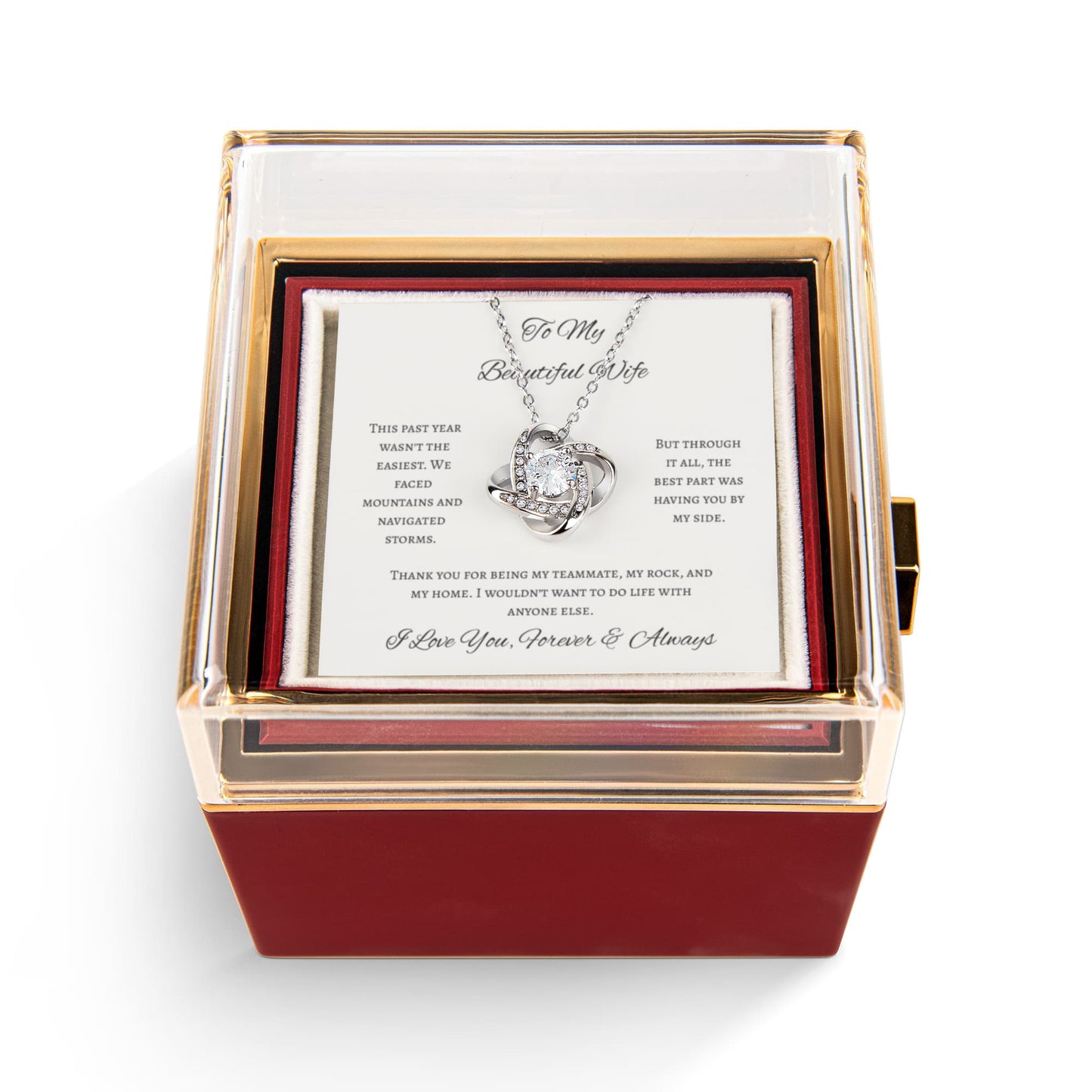 Stronger Together Wife Love Knot Necklace Eternal Rose Gift