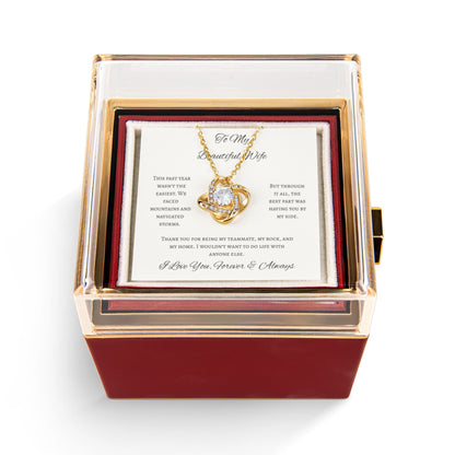 Stronger Together Wife Love Knot Necklace Eternal Rose Gift