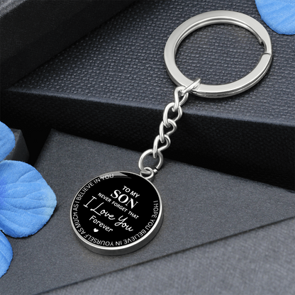 Never Forget I Love You Son – Keepsake Keychain from Dad or Mom