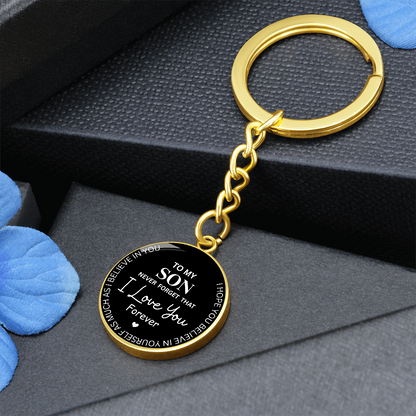 Never Forget I Love You Son – Keepsake Keychain from Dad or Mom