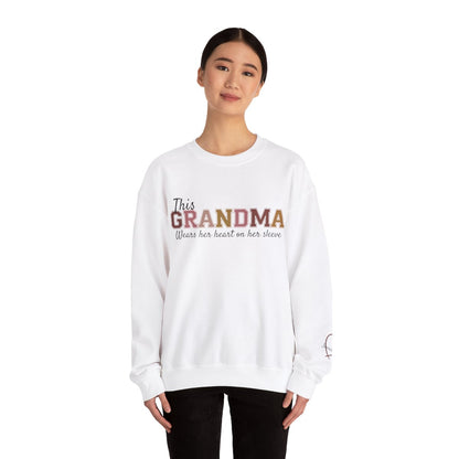 This Grandma Wears Her Heart on Her Sleeve – Personalized Sweatshirt