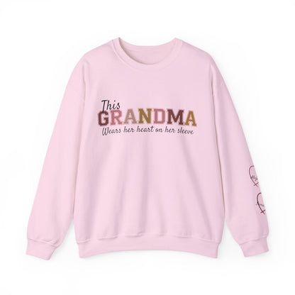 This Grandma Wears Her Heart on Her Sleeve – Personalized Sweatshirt