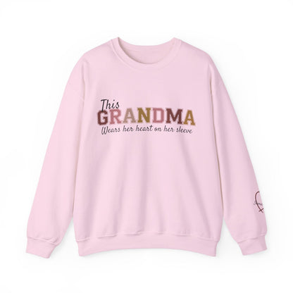 This Grandma Wears Her Heart on Her Sleeve – Personalized Sweatshirt