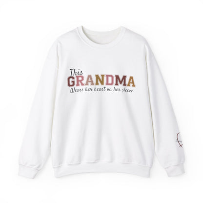 This Grandma Wears Her Heart on Her Sleeve – Personalized Sweatshirt