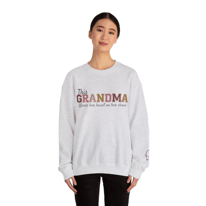 This Grandma Wears Her Heart on Her Sleeve – Personalized Sweatshirt