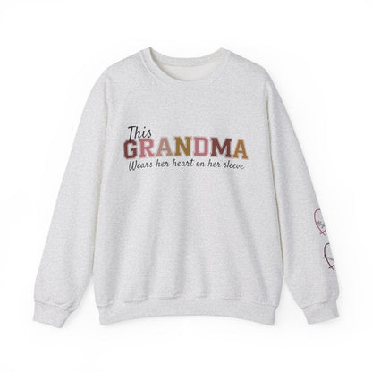 This Grandma Wears Her Heart on Her Sleeve – Personalized Sweatshirt