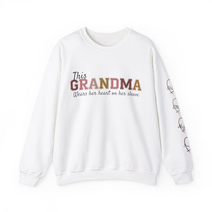 This Grandma Wears Her Heart on Her Sleeve – Personalized Sweatshirt