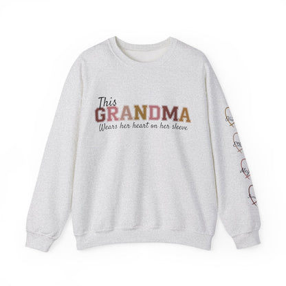 This Grandma Wears Her Heart on Her Sleeve – Personalized Sweatshirt